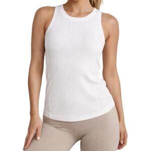 Athleta White Ribbed Active Tank Size L Workout Athleisure